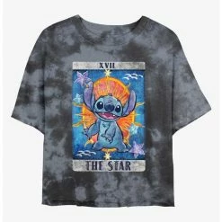 Outlet 👏 Disney Lilo & Stitch The Star Tarot Card Tie-Dye Girls Crop T-Shirt 🌟