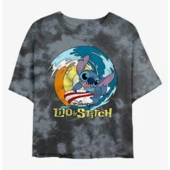 Buy ⌛ Disney Lilo & Stitch Surf's Up Tie-Dye 🔔 Girls Crop T-Shirt ⌛