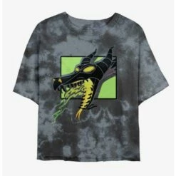 Best Pirce 🤩 Disney Maleficent Dragon Breath Tie-Dye 👏 Girls Crop T-Shirt ✨