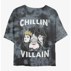Discount ⭐ Disney Villains Chillin' Like A Villain Tie-Dye Girls Crop T-Shirt 🛒