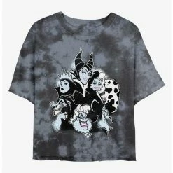 Wholesale ⌛ Disney Villains Villain Heads Tie-Dye 🧨 Girls Crop T-Shirt 💯