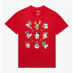 Best Sale 🧨 Disney Mickey Mouse And Friends Holiday Grid Boyfriend Fit Girls T-Shirt 🎉