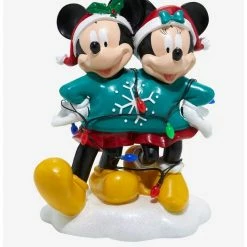 Deals ⌛ Disney Mickey Mouse & Minnie Mouse Holiday Sweater Light-Up Garden Statue ⌛
