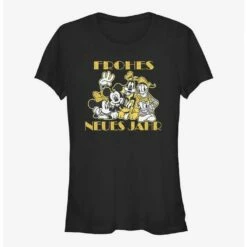 Brand new ✔️ Disney Mickey Mouse Frohes Neues Jahr Happy New Year in German 🥰 Girls T-Shirt 🎉