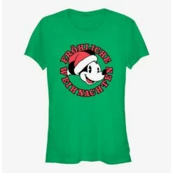 Best Sale ✨ Disney Mickey Mouse Frohliche Weihnachten Merry ❄ Christmas in German 🛒 Girls T-Shirt ❤️