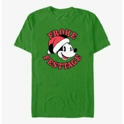 Best Sale 👏 Disney Mickey Mouse Frohe Festtage Happy Holidays in German T-Shirt 🧨