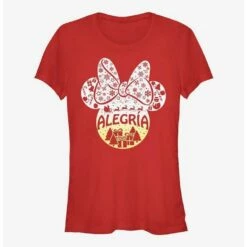 New 😀 Disney Minnie Mouse Alegria Joy in Spanish Ears 😀 Girls T-Shirt ✔️