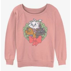 Best Pirce ✨ Disney The Aristocats Kitten Wreath 🛒 Girls Slouchy Sweatshirt 🔥