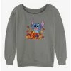 Cheapest ✔️ Disney Lilo & Stitch Leaf Pile 🌟 Girls Slouchy Sweatshirt 🔥