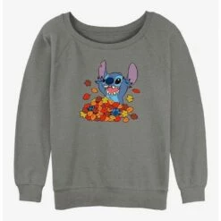 Cheapest ✔️ Disney Lilo & Stitch Leaf Pile 🌟 Girls Slouchy Sweatshirt 🔥