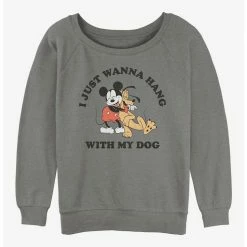 Discount ⌛ Disney Mickey Mouse 💯 Dog Lover Girls Slouchy Sweatshirt 👏