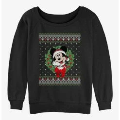 Brand new 🌟 Disney Mickey Mouse Holiday Wreath 💯 Girls Slouchy Sweatshirt ⭐