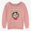 Buy 😉 Disney Mickey Mouse Holiday Wreath 👏 Girls Slouchy Sweatshirt ✨