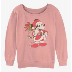 Best deal 🎉 Disney Mickey Mouse Santa Mickey Girls Slouchy Sweatshirt ⭐