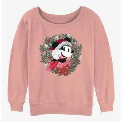 Outlet 😍 Disney Minnie Mouse Minnie In Wreath ✔️ Girls Slouchy Sweatshirt ✨