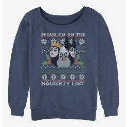 Flash Sale 🎁 Disney Villains Naughty and Proud Ugly Christmas Girls Slouchy Sweatshirt 🎁