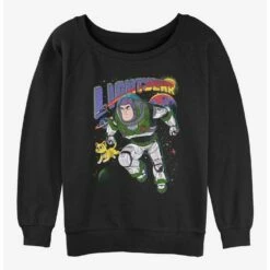 Promo 🔔 Disney Pixar Lightyear Buzz and Sox Girls Slouchy Sweatshirt 💯