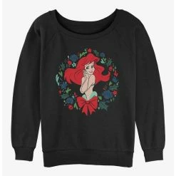 Discount 💯 Disney The Little Mermaid Festive Ariel Wreath Girls Slouchy Sweatshirt 🤩