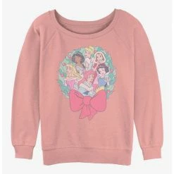 Best Sale ✔️ Disney Princesses Holiday Wreath 😍 Girls Slouchy Sweatshirt ⭐