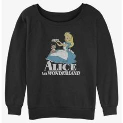 Discount 😀 Disney Alice in Wonderland Alice and Dinah 👏 Girls Slouchy Sweatshirt ✨