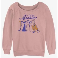 New ❤️ Disney Aladdin Group Shot 🌟 Girls Slouchy Sweatshirt ✔️