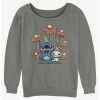 Hot Sale ⭐ Disney Lilo & Stitch Chibi Floral Stitch and Scrump 🔔 Girls Slouchy Sweatshirt ⌛