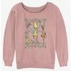 Cheapest 😍 Disney Tinker Bell Floral Frame Girls Slouchy Sweatshirt ✔️