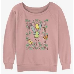 Cheapest 😍 Disney Tinker Bell Floral Frame Girls Slouchy Sweatshirt ✔️
