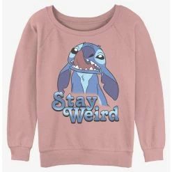 Brand new ✨ Disney Lilo & Stitch Stay Weird 😉 Girls Slouchy Sweatshirt ✔️