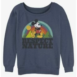 Best Sale ✨ Disney Mickey Mouse Respect Nature Girls Slouchy Sweatshirt 🛒