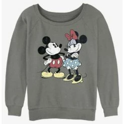 Outlet ❤️ Disney Mickey Mouse Retro Couple ✔️ Girls Slouchy Sweatshirt ⭐