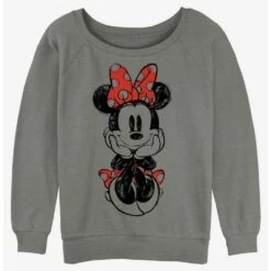 Best Sale 😀 Disney Minnie Mouse Sitting Minnie Sketch Girls Slouchy Sweatshirt 😀