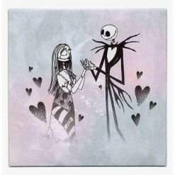 Promo ✨ Disney The Nightmare Before Christmas Jack & Sally Hearts Canvas Wall Decor 🛒