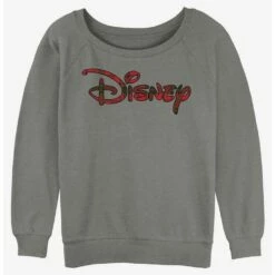 New ✔️ Disney Holiday Logo Girls Slouchy Sweatshirt ⭐
