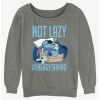 Flash Sale ⌛ Disney Lilo & Stitch Lazy Energy 🔥 Girls Slouchy Sweatshirt ❤️