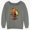 Best Pirce 🌟 Disney The Nightmare Before Christmas Santa Jack Peace On Earth Wreath Girls Slouchy Sweatshirt ⌛