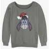 New ✔️ Disney Winnie The Pooh Santa Hat Eeyore Girls Slouchy Sweatshirt 👏