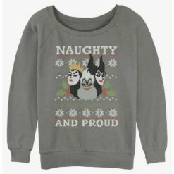 Best Sale ⭐ Disney Villains Naughty and Proud Ugly ❄ Christmas 😍 Girls Slouchy Sweatshirt 🎉