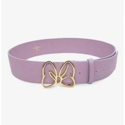 Hot Sale 🧨 Disney Minnie Mouse Gold Bow Buckle Lilac Vegan Leather Belt 🤩