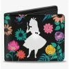 Best Pirce ⌛ Disney Alice In Wonderland Silhouette Curiouser and Curiouser Floral Collage Bifold Wallet 🎁