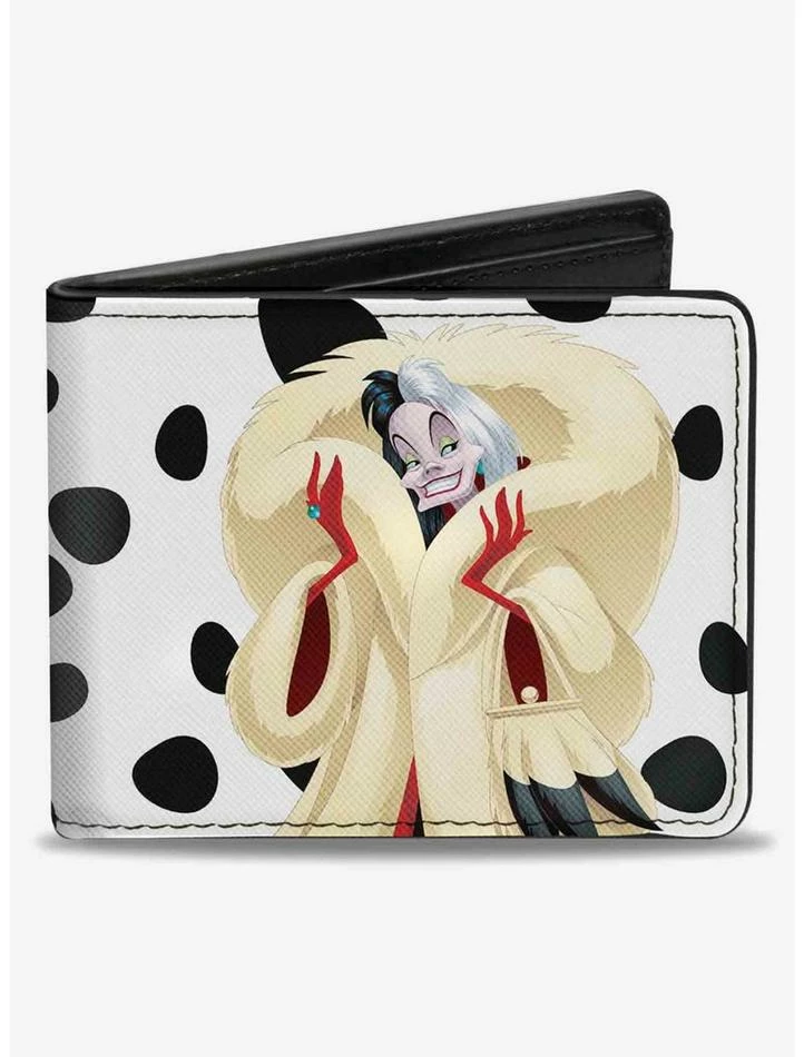 Best Sale 😉 Disney Cruella de Vil Cream Fur Pose Spots Bifold Wallet 🎁 1 Best Sale 😉 Disney Cruella de Vil Cream Fur Pose Spots Bifold Wallet 🎁