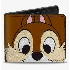 Cheap 🔥 Disney Chip and Dale Chip Face Close Up and Autograph Bifold Wallet ⌛