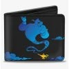 Promo ❤️ Disney Aladdin Genie Lamp Silhouette Pose Clouds Bifold Wallet ⌛