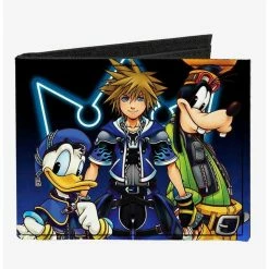 Budget 😀 Disney Kingdom Hearts II Donald Wisdom Form Sora Goofy Diamonds Canvas Bifold Wallet ✨