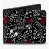 Discount ⭐ Disney Mickey Mouse Icon Doodles Collage Bifold Wallet 💯