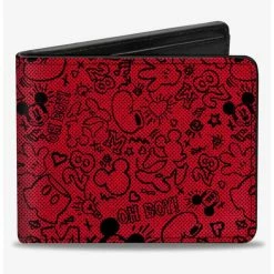 Cheap ✔️ Disney Mickey Mouse Icon Doodles Collage Bifold Wallet 😍