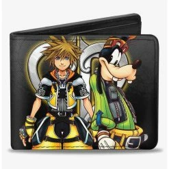Best Pirce 🔔 Disney Kingdom Hearts II Master Form Sora Goofy Pose Logo Fade Bifold Wallet 🤩