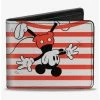 Outlet ❤️ Disney Mickey Mouse Upside Down Pose Stripe Bifold Wallet 🧨