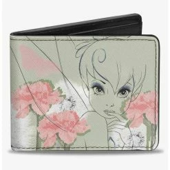 Discount ⌛ Disney Tinker Bell Sketch Carnations Dandelions Bifold Wallet ⭐