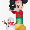 Flash Sale ✔️ Disney Mickey Mouse Putting Hat On Mickey Snowman Animated Airblown 🎉